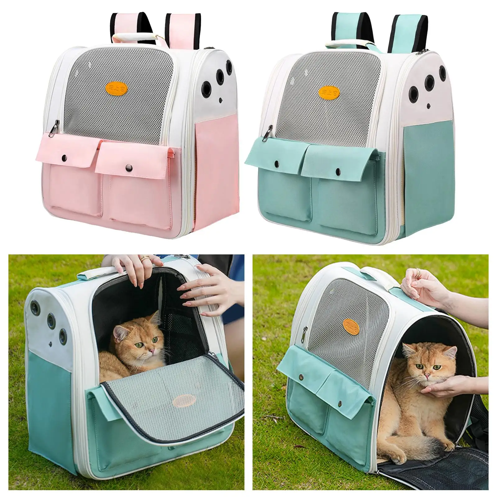 Cat Carriers Breathable Adjustable Strap Collapsible Multifunction Pet Travel Bag Carrying Bags for Camping Traveling Hiking Dog