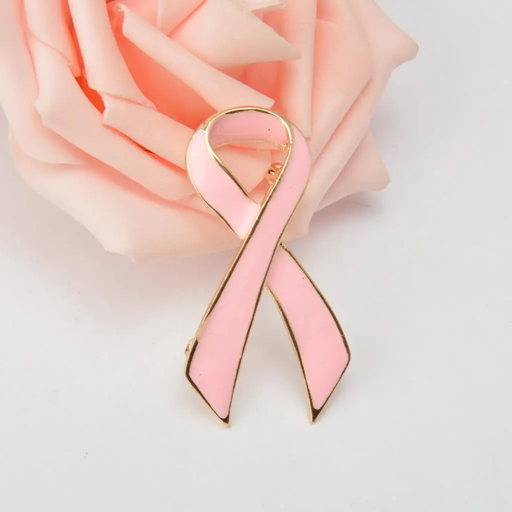 Pink Enamel Breast Cancer Awareness Charity Ribbon Brooch Pin Jewelry Gift