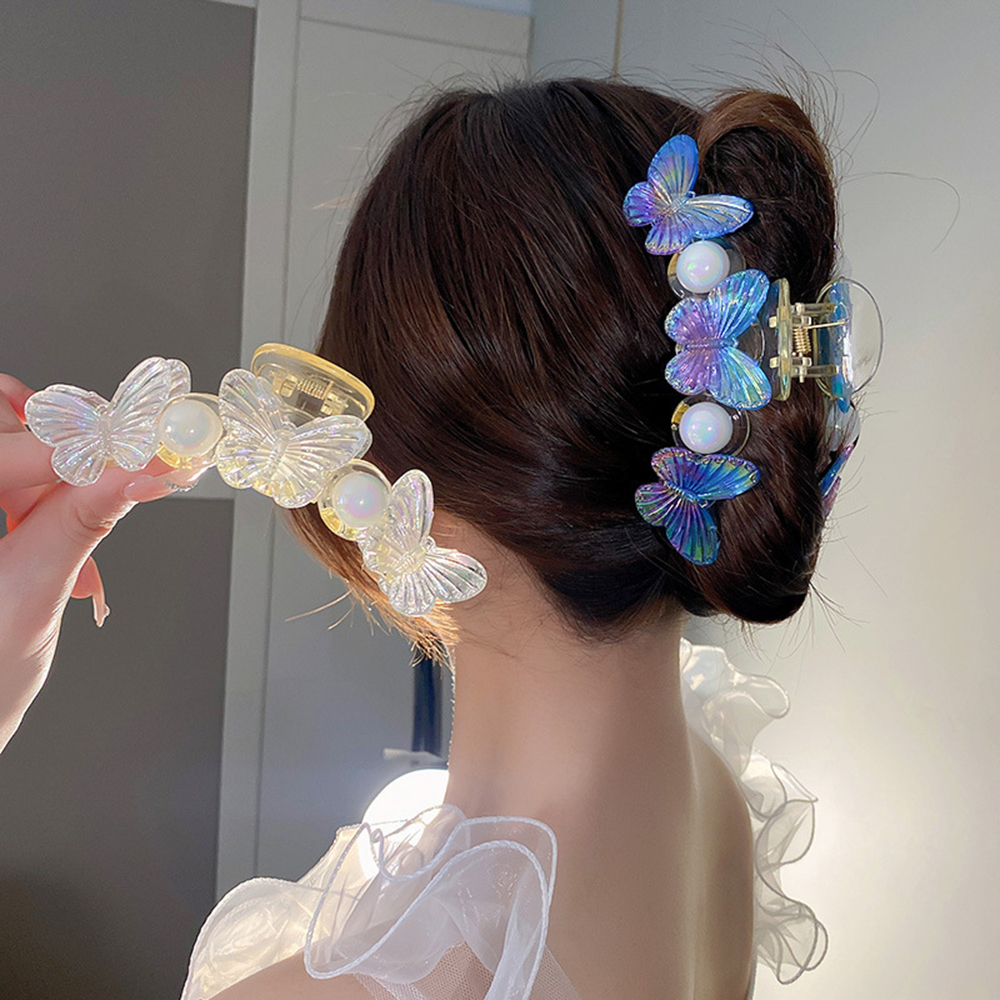 Best of Laser Flash Pearl Butterfly Premium Hair Claw Hairpins Women Vintage Shark Grip Hair Accessories Fashion Headdress 2022 New Reviews & Tips