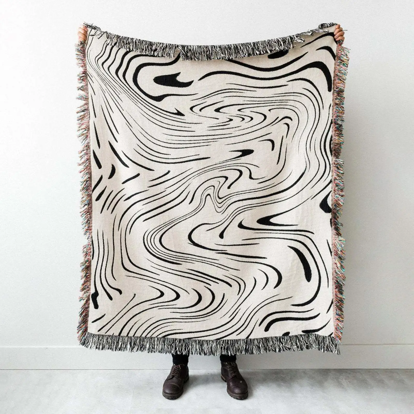 Casual Blanket Water Ripple Versatile Table Cover Wall Hangings Carpet Decoration for Bedspread Travel Dorm Living Room Home