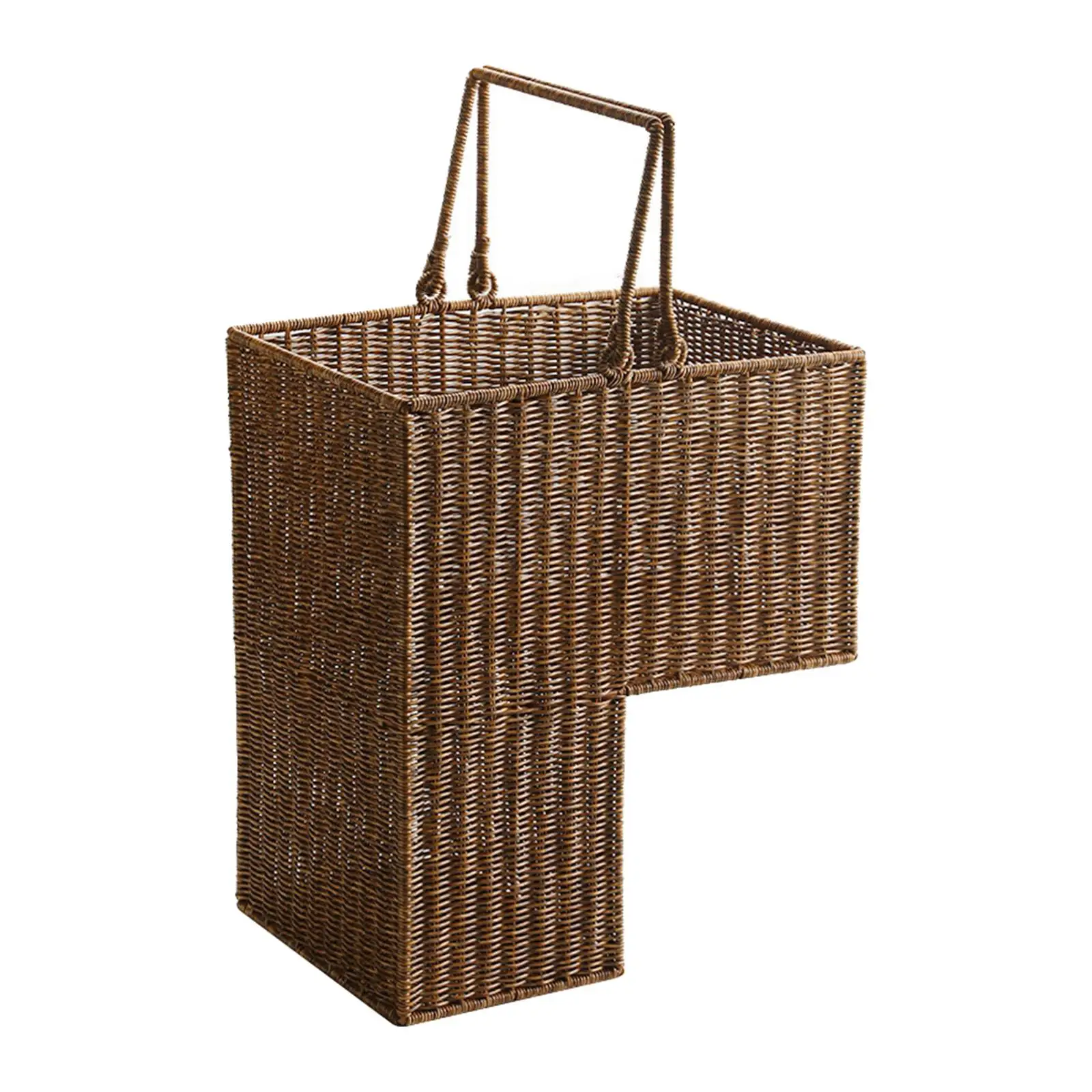 Storage Stair Basket with Handle Portable Stackable Handwoven Space Saving for Books Toiletries Home Decorative Patio Bathroom