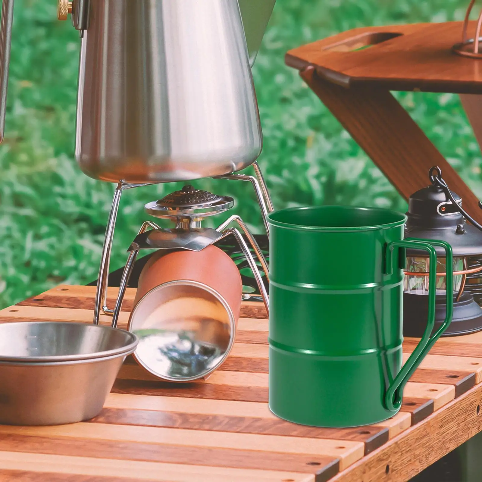 Stainless Steel Camping Mug Cooking Pot Coffee Cup Drinking Cup Portable Beer