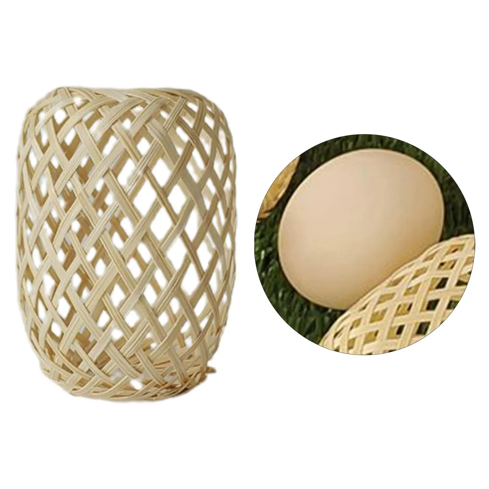 Lantern Pendant Light Cover Ornament Bamboo Woven Lampshade for Living Room