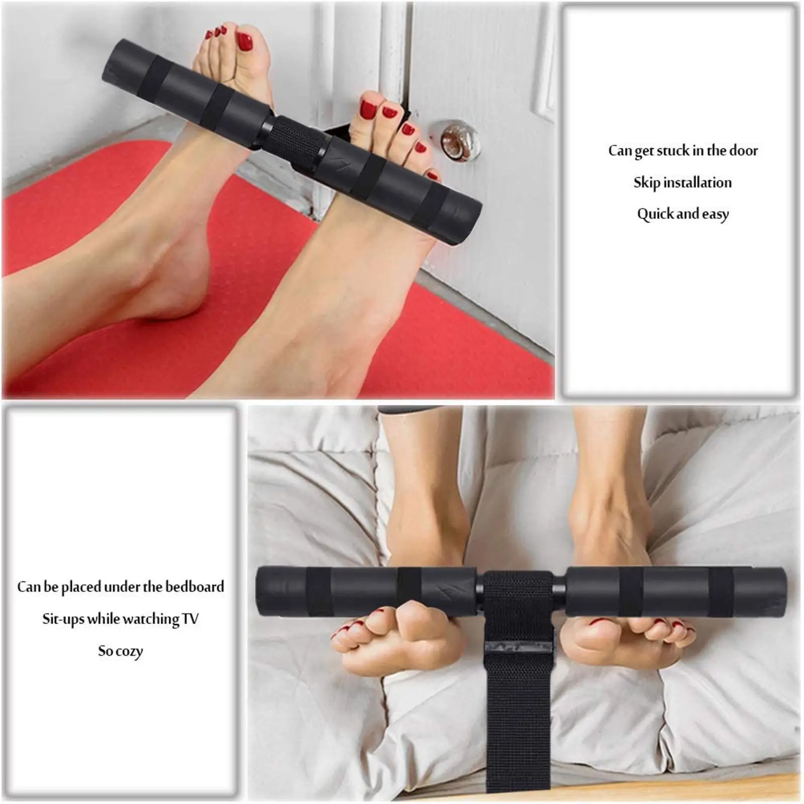 Nordic Hamstring Curl Strap Padded Ankle Bar Body Stretching for Home Gym