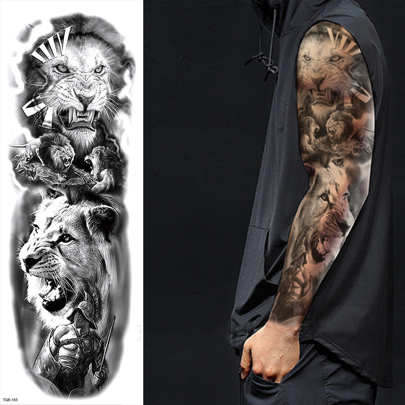 Best of Large Arm Tattoo Sticker Full Sleeve Waterproof Body Art Full Fake Tatoo Tiger Wolf Flowers Rose Semi Permanent Tattoo Women Man Reviews & Tips - Image 4