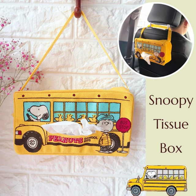 Snoopy Car Tissue Box Car Hanging Creative Cartoon Bus Cute Car Seat Toilet  Wall Tissue Bag Multi-function Car Supplies Women