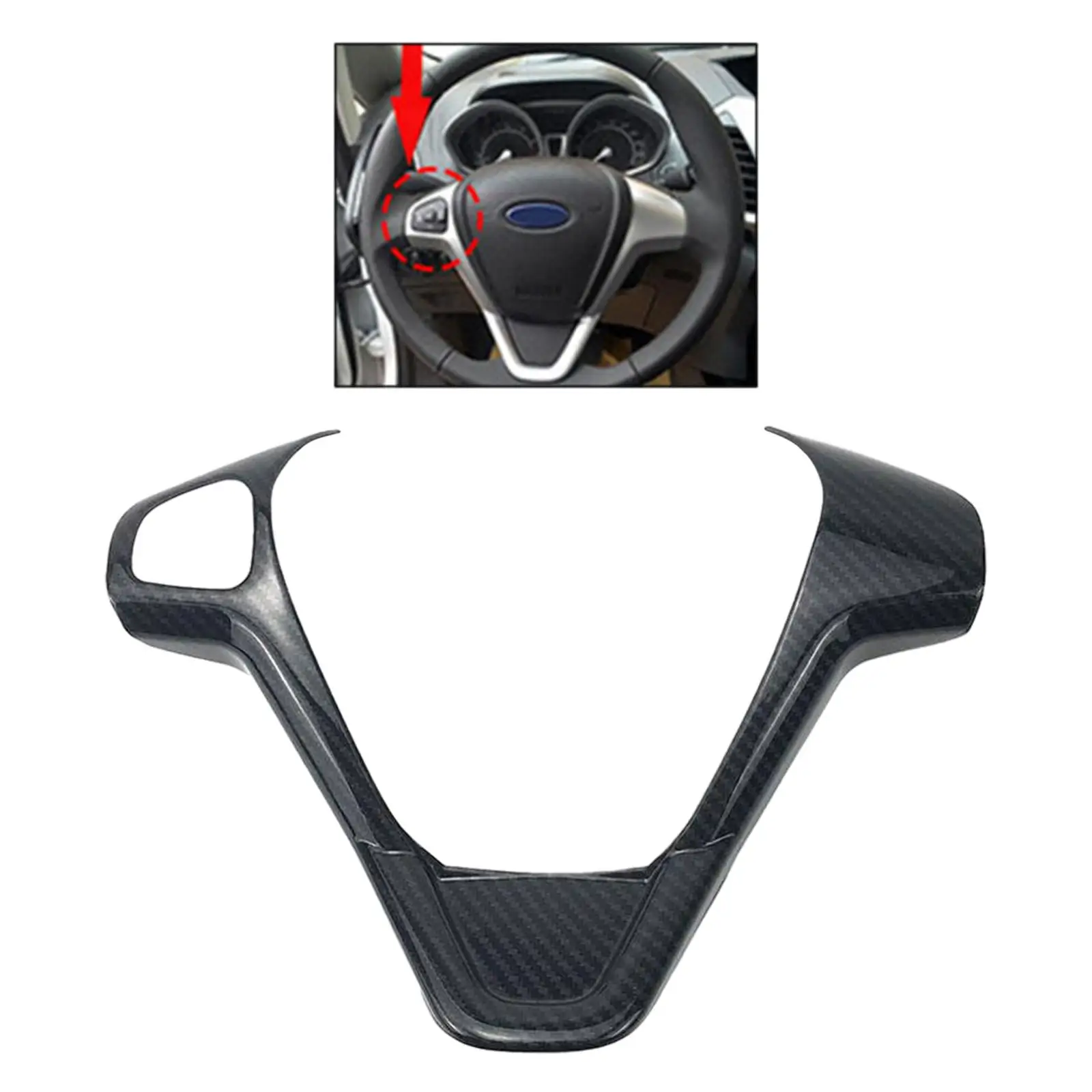 Car Steering Wheel Cover Carbon Fibre Effect Stable Car Interior Accessory for Ford Fiesta MK7 2009-2017 MK7.5 Facelift Men