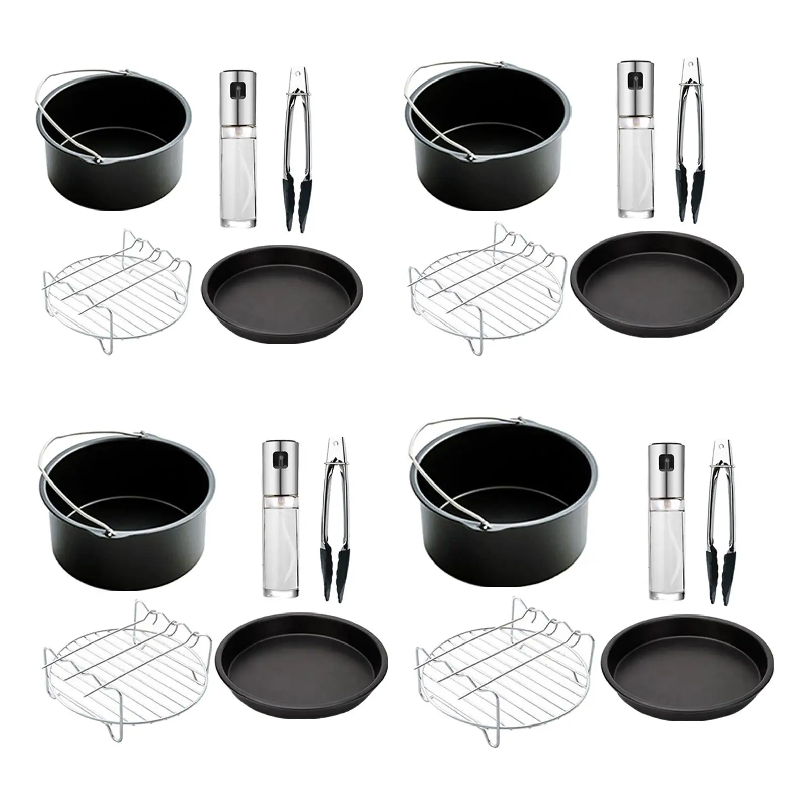 5x Air Fryer Accessories Set 6/7/8/9 Inches Heat Insulation Pad Air Fryer Accessory Kit Cake Basket for Household Cooking BBQ