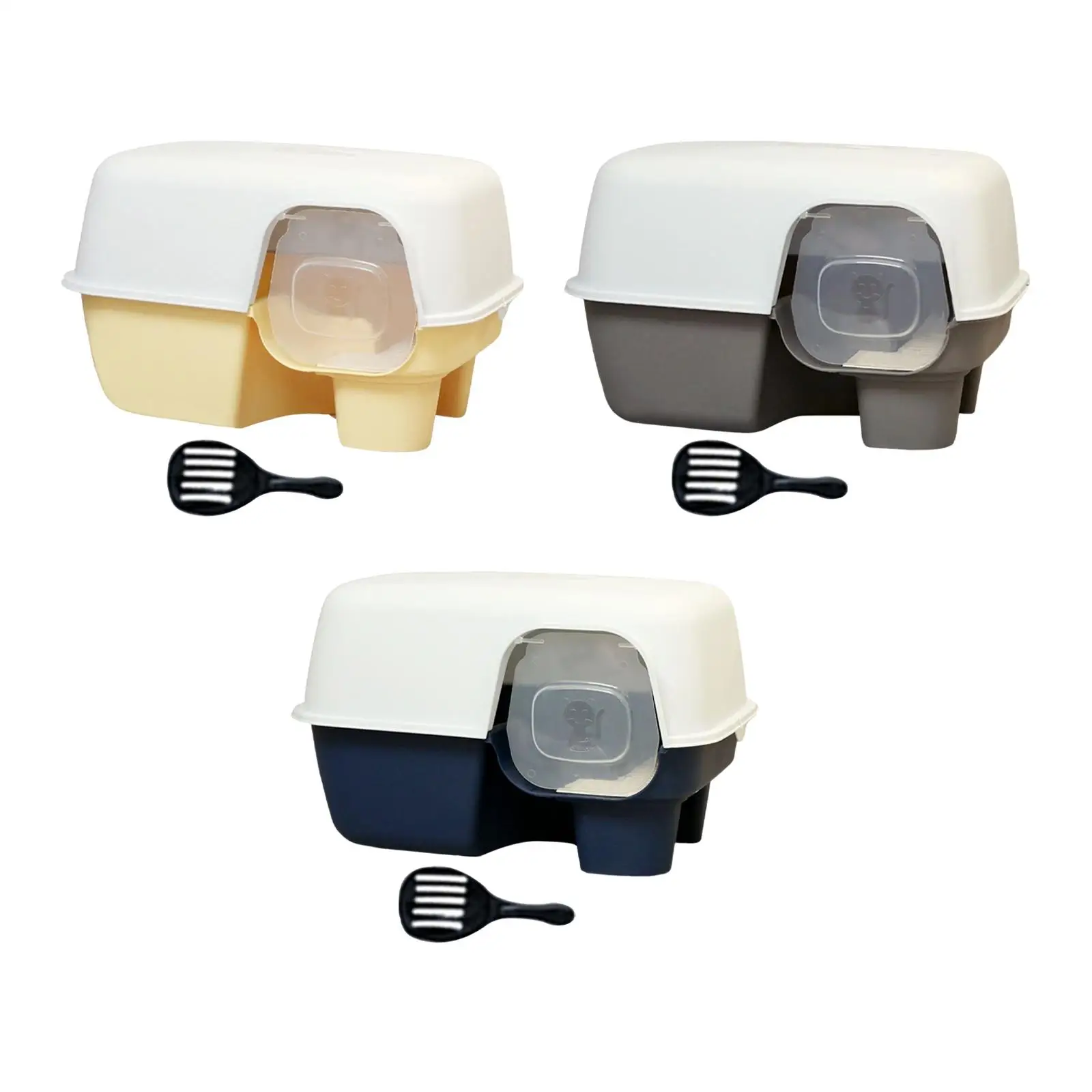 Large Enclosed Cat Litter Box Removeable Cat Bedpans High Side with Shovel Pet Supplies Portable Pet Litter Tray Cat Toilet