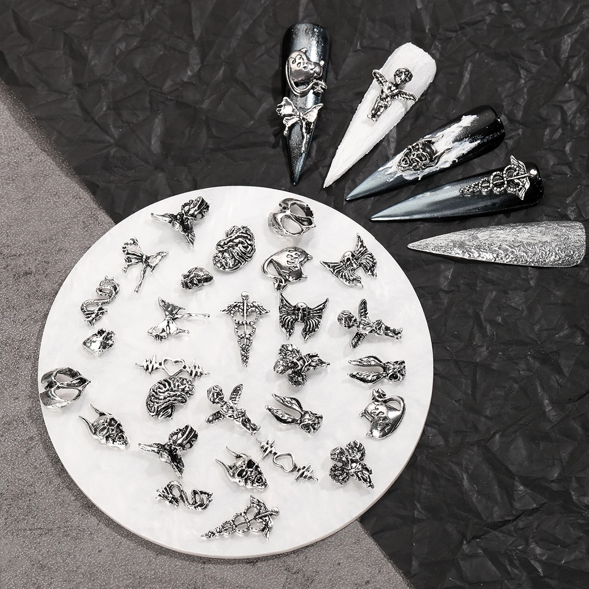 Best of 28pcs Mixed Gothic Punk Halloween Nail Charms Skull Demon Angel Nail Parts DIY Nail Art Decoration Reviews & Tips