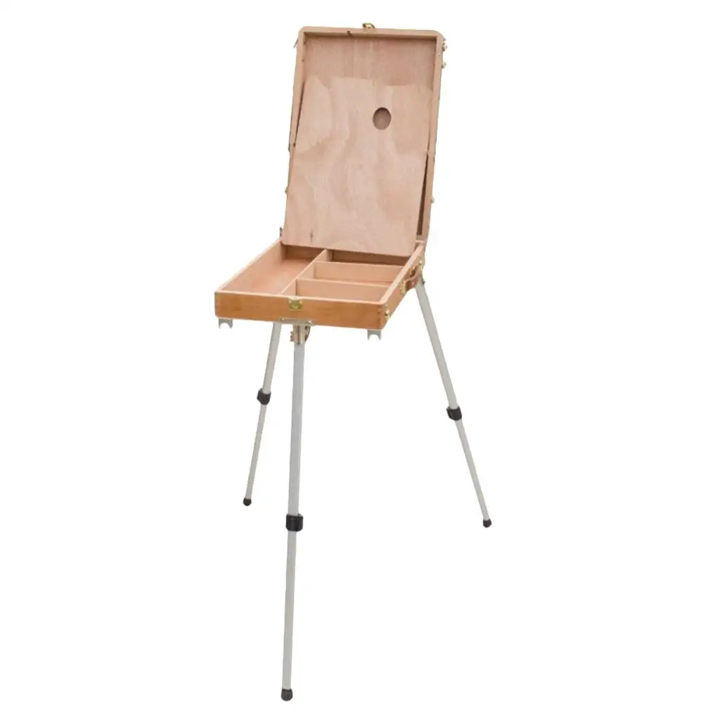 Large Adjustable Wood Table  Easel,  Portable Wooden Desktop Case Store  , Markers, Sketch Pad Drawing Painting