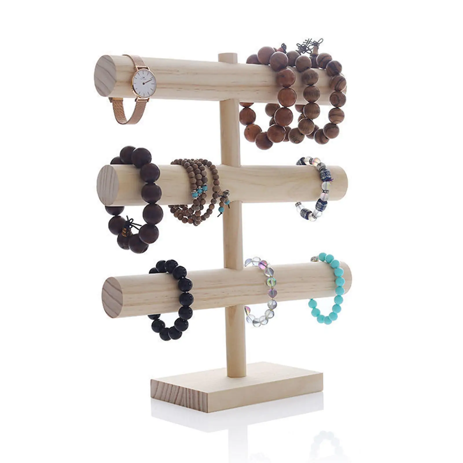 Wooden 3 Layer Bracelets Display Stand Props Jewelry Display Rack for Hair Ropes Bangle Watches Jewelry Shop Necklace Countertop