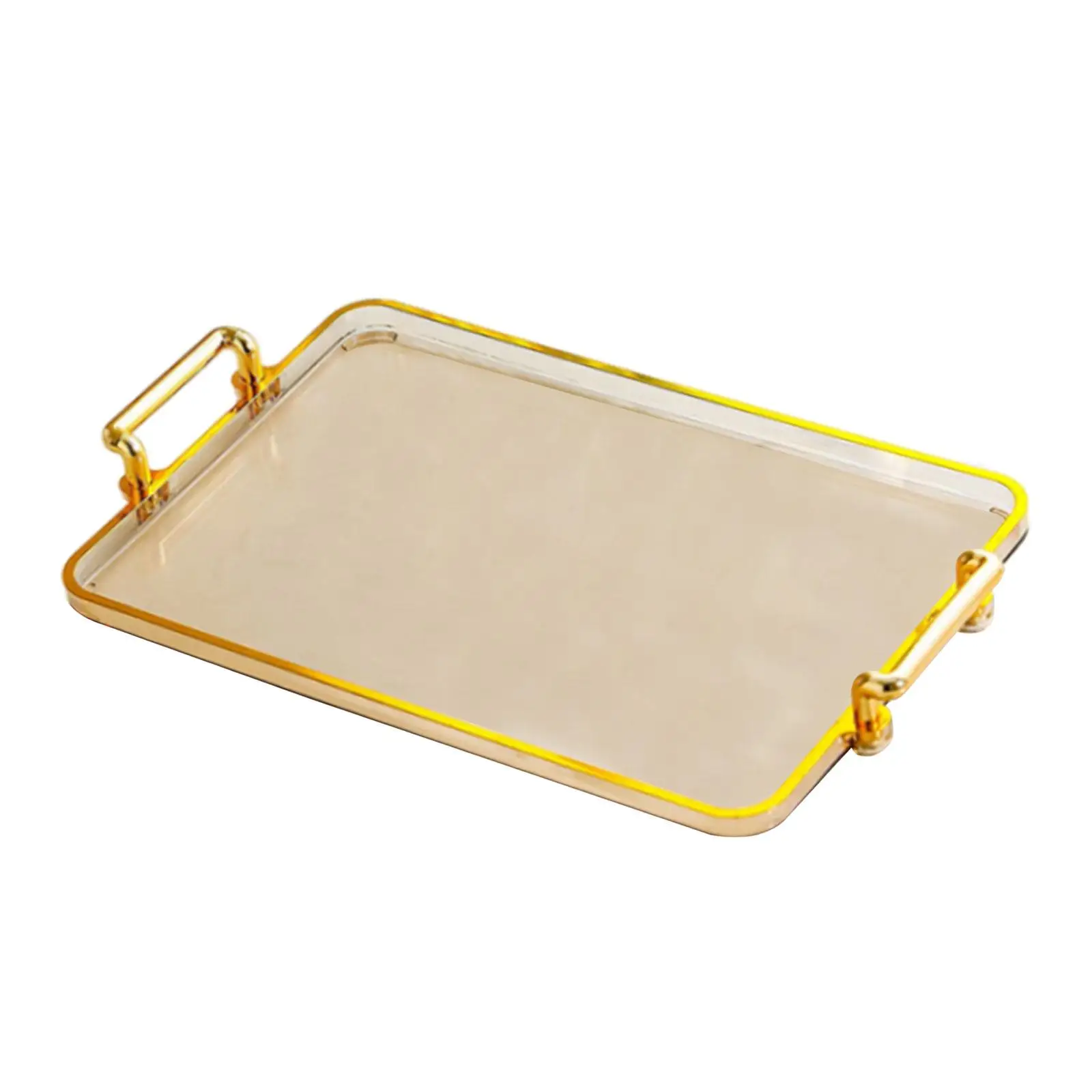 Serving Tray with Handles Food Trays for Homes, Hotels, Bars Serving Pastries, Snacks, Coffee, Tea Rectangular Gold Tray