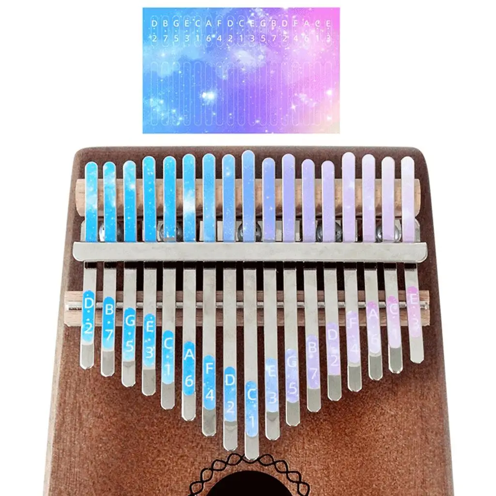 African 17 Keys Kalimba Scale Key Sticker Thumb Piano Note Sticker Music Supplies for Music Lovers Beginner Learner Kit
