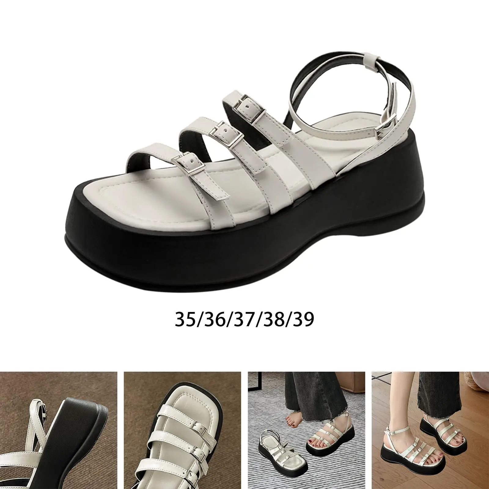 Women`s Platform Slide Sandals Adjustable Buckle Summer Shoes Open Toe Sandals for Street Ladies Girls Traveling Camping Casual