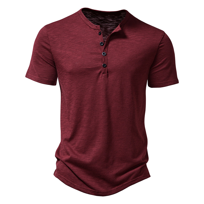 New Korean Henry Collar Summer Men's Solid Color Short Sleeve T-shirt for Men Casual Polo Shirts Men's Sports Tops