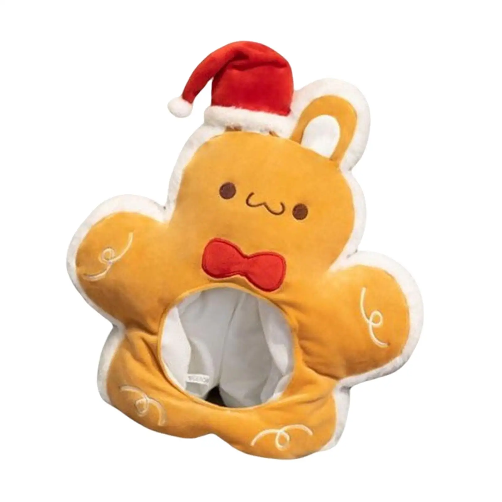 Funny Christmas Gingerbread Rabbit Hat Headgear Plush Unisex Holiday Decorations Warm Costume for Cosplay Celebrations Gift