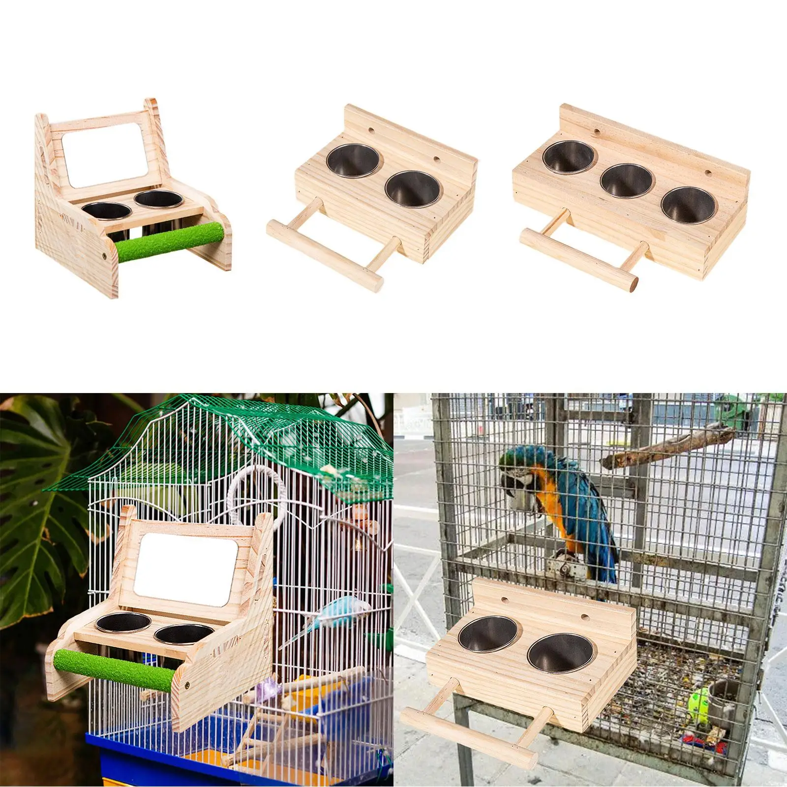 Bird Food Stainless Steel Cups Parrot Cage Feeder Water Bowl for Lovebirds