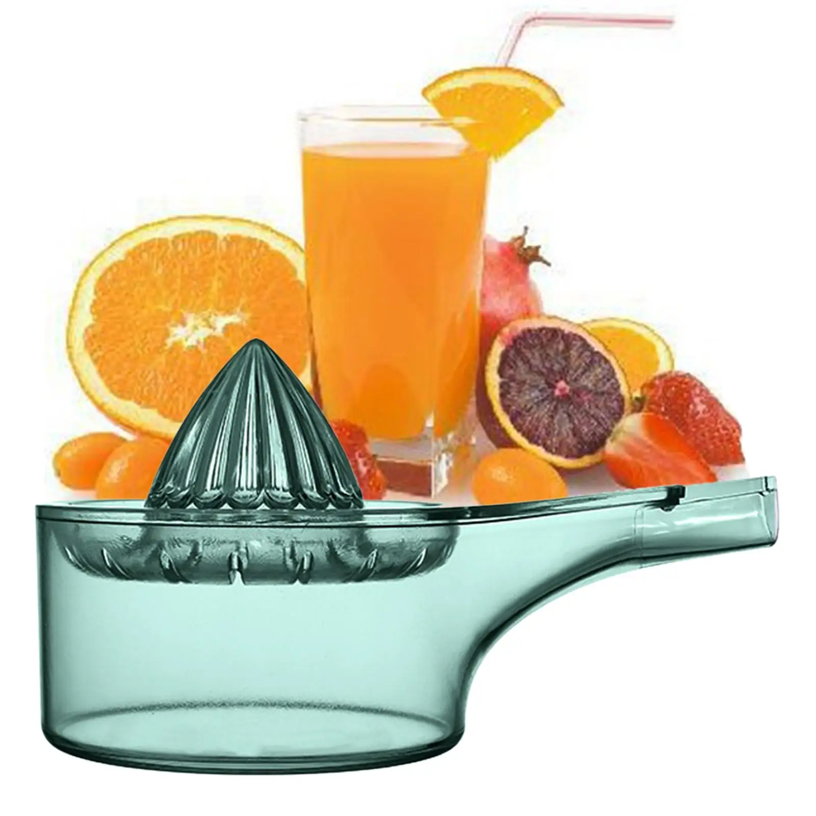 Citrus Manual Juicer Lemon Orange Lime Juicer 21Cmx12cm , 12 Tooth Reamer to Extract Maximum Juice Transparent Body Easy Clean