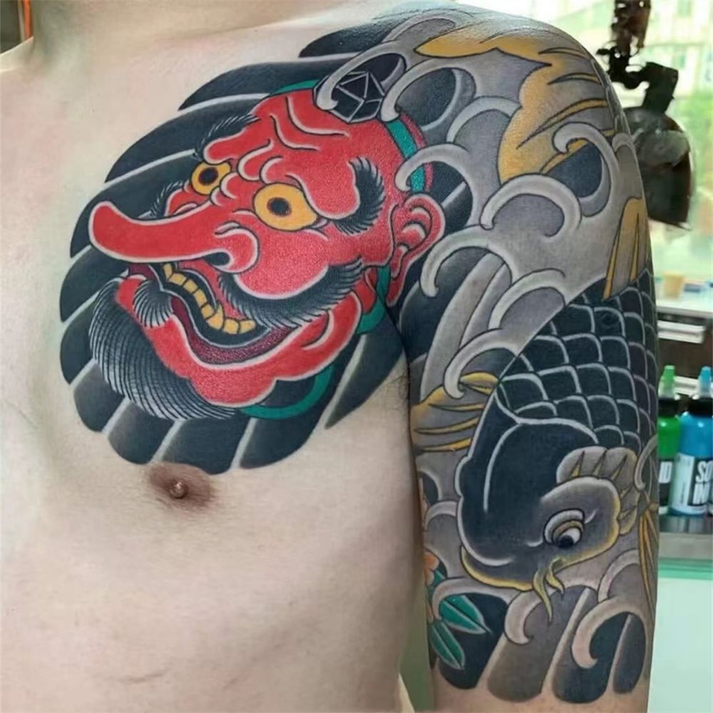 Japanisches Tattoo für Frauen Mann Punk Kunst temporäre Tattoos wasserdicht gefälschte Tattoo Arm Schulter dauerhafte Drachen Tattoo Aufkleber – Detail 2