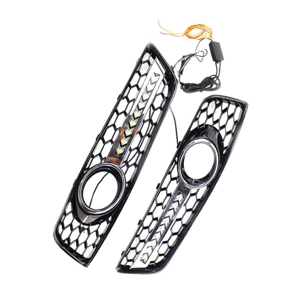 Car Front Fog Light Grilles Cover Trim Dynamic Flowing LED Lower Bumper Grill Fit for Audi A3 8P 2009-2013Left and Right Side