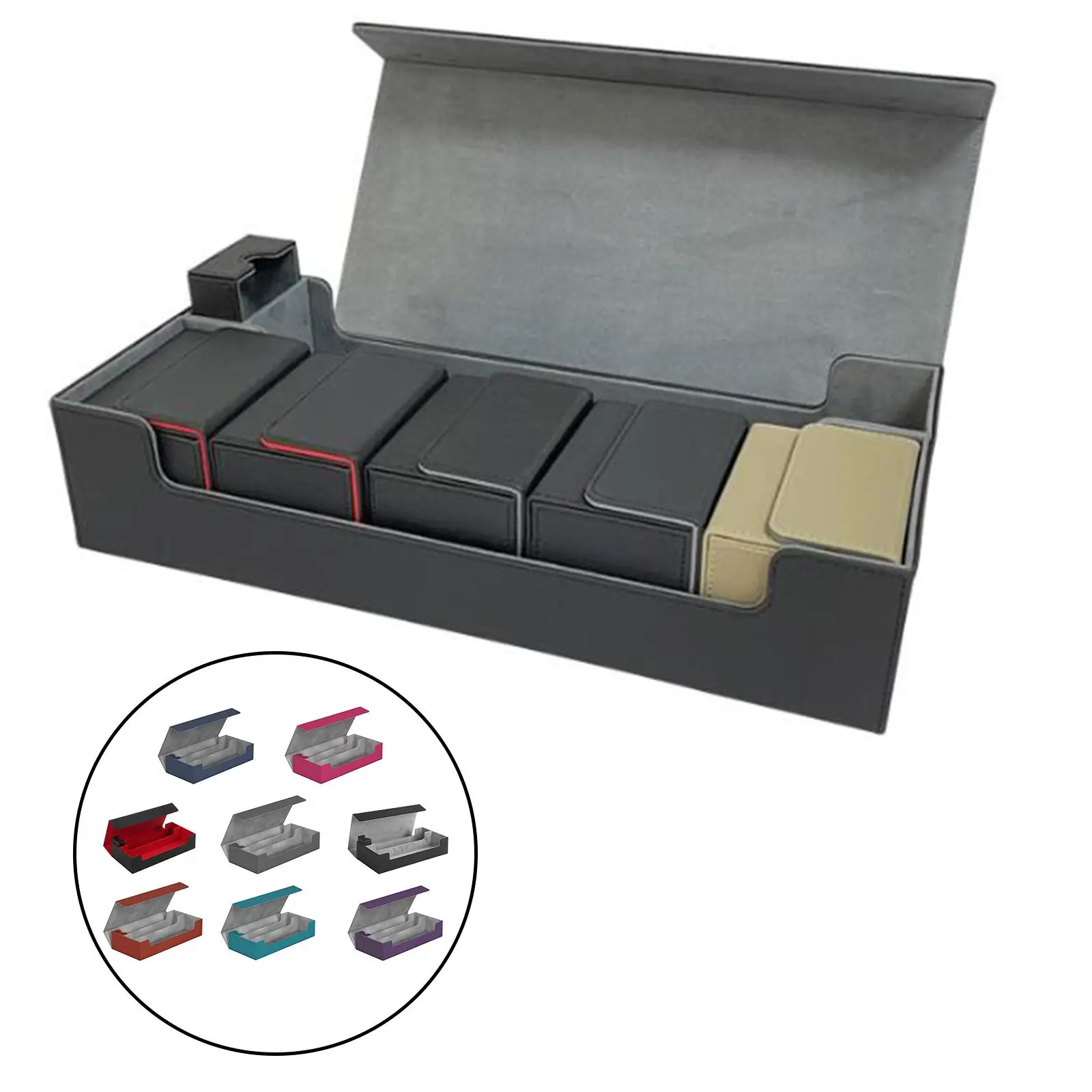 Premium Card Deck Box PU Leather Trading Card Games Large Size For 550+ Sleeved Cards Card Holder For Card Collections