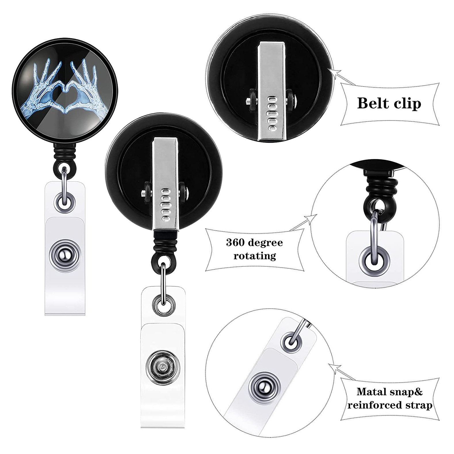 1Pc X-Ray Abzeichen Reel Versenkbare Radiologie Abzeichen Reel Halter CT Rays Krankenschwester Arzt Student Karte Reel Clip büro Liefert – Detail 4