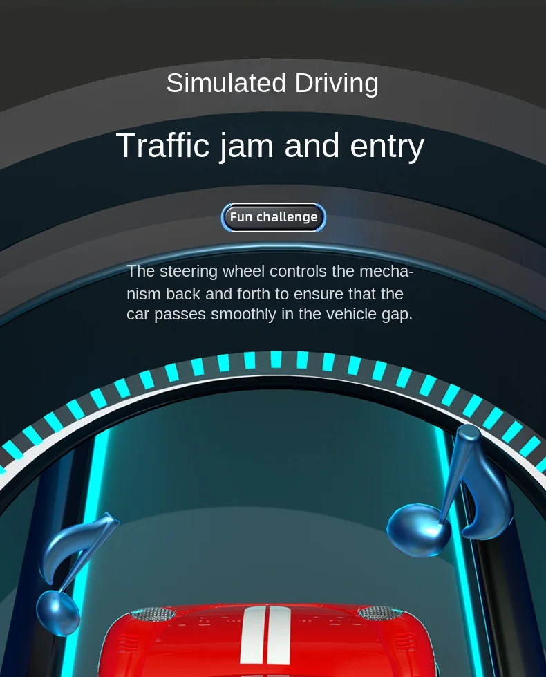 Children's Racing Car Adventure Steering Wheel Electric Desktop Game Avoid Simulated Driving Educational Toys