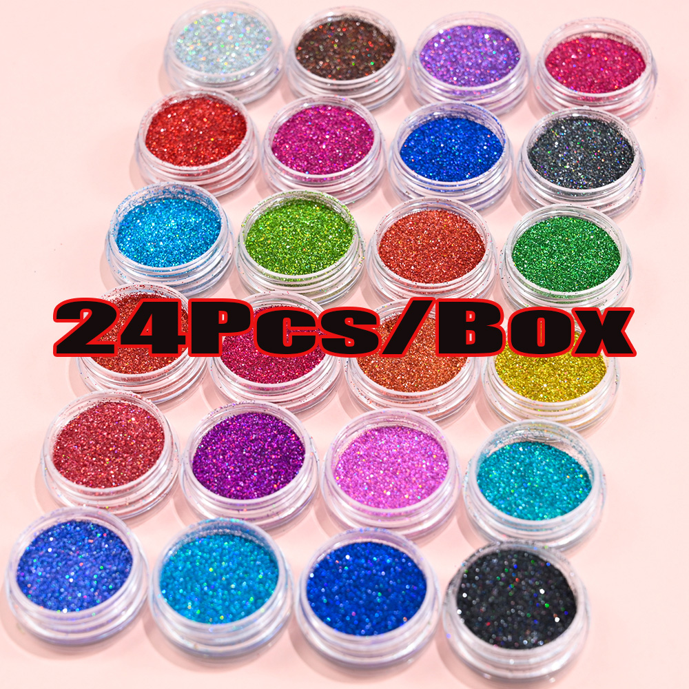 Best of 24 / 12Jars / Kit Sparkly Laser Glitter Powder 0.2mm Mix-Colors Holographic Glitter Nail Powder Xmas Girl Set Manicure Powder PB222 Reviews & Tips