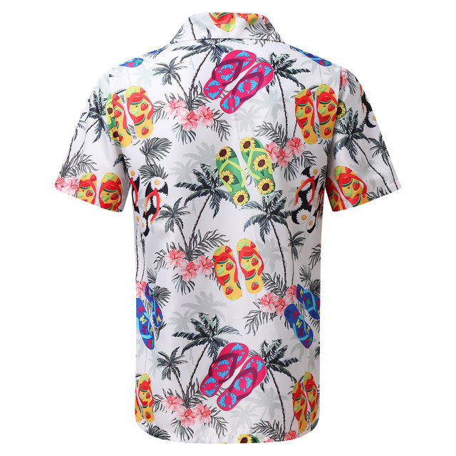 Starcove Red Tropical Flowers Men Hawaiian Shirt, Floral Print Vintage Summer Hawaii Aloha Moisture Wicking Beach Plus Size Cool Button Up Shirt Short Sleeve