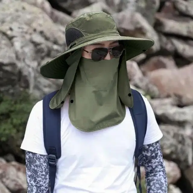 Kaesi Fisherman Hat Large Brim Face And Neck Protection Anti-uv Men Summer  Visor Hat Fishing Cap For Outdoor