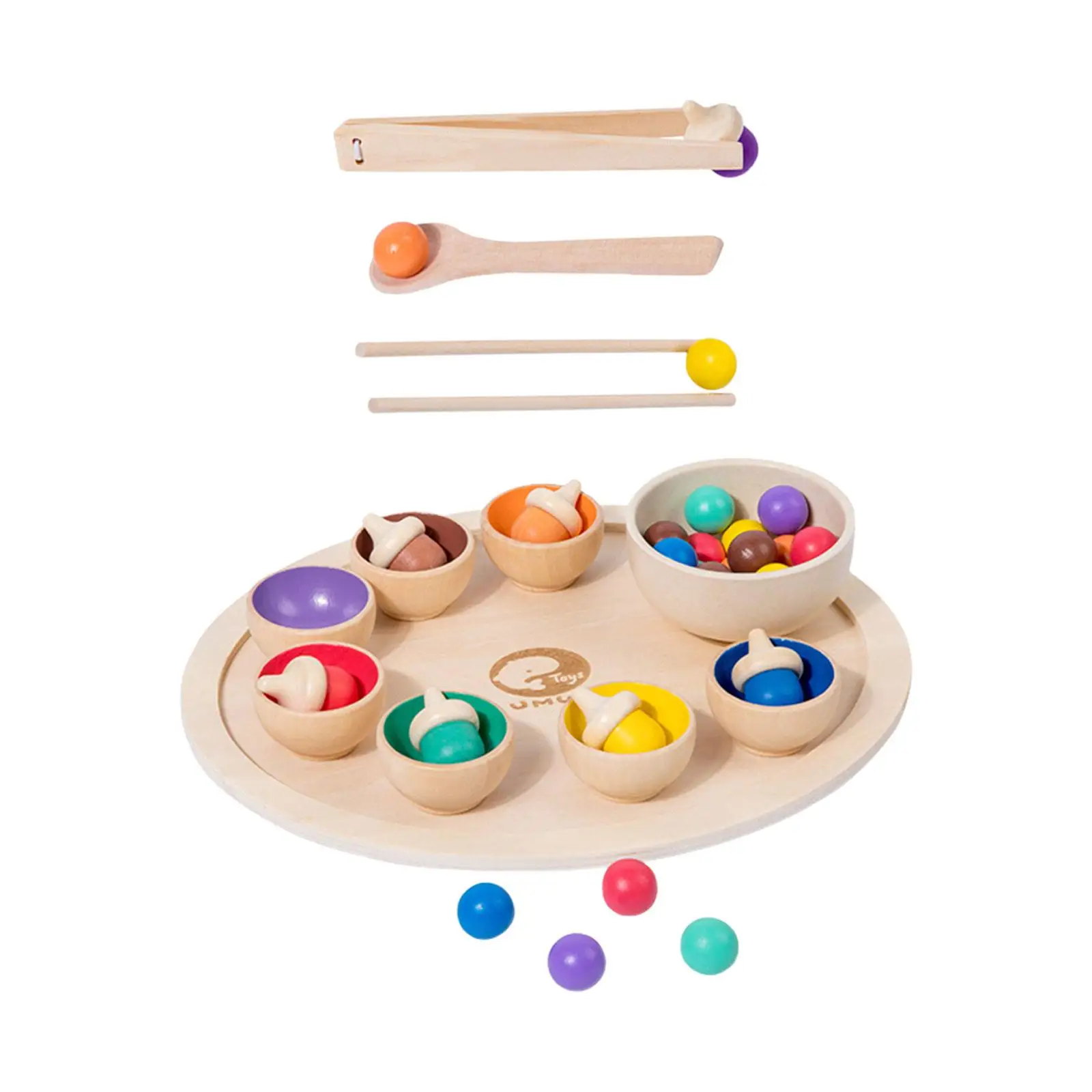 Wooden Rainbow Toys Color Classification Fine Motor Development Game Training Logical Thinking Wood Clip Beads for 1+ Year Old