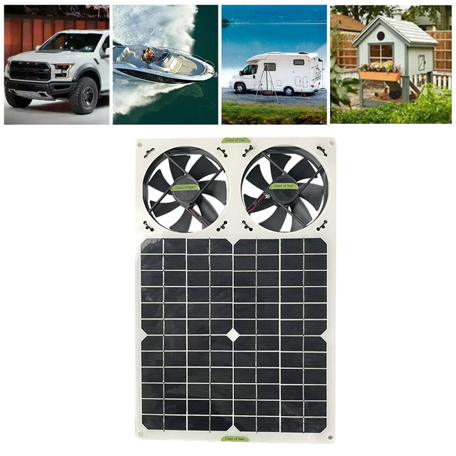 40W Solar Panel Powered Fan Exhaust Fan Ventilator Waterproof Ventilates 6 in for Touring Car Dog House Camping Chicken Coop RV