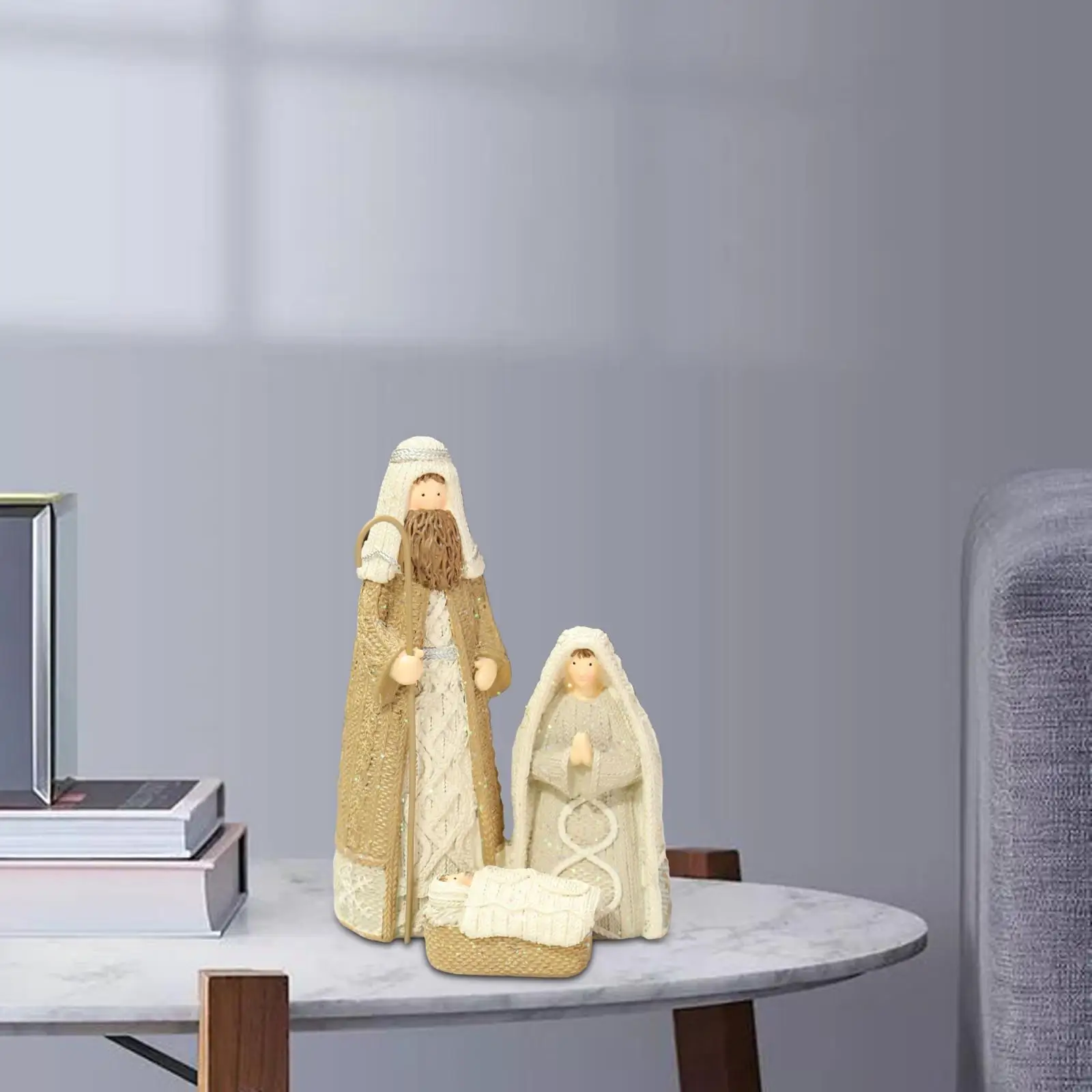 Holy Family Figurine Nativity Scene Crafts Decorative for Fireplace Church Desktop Decor