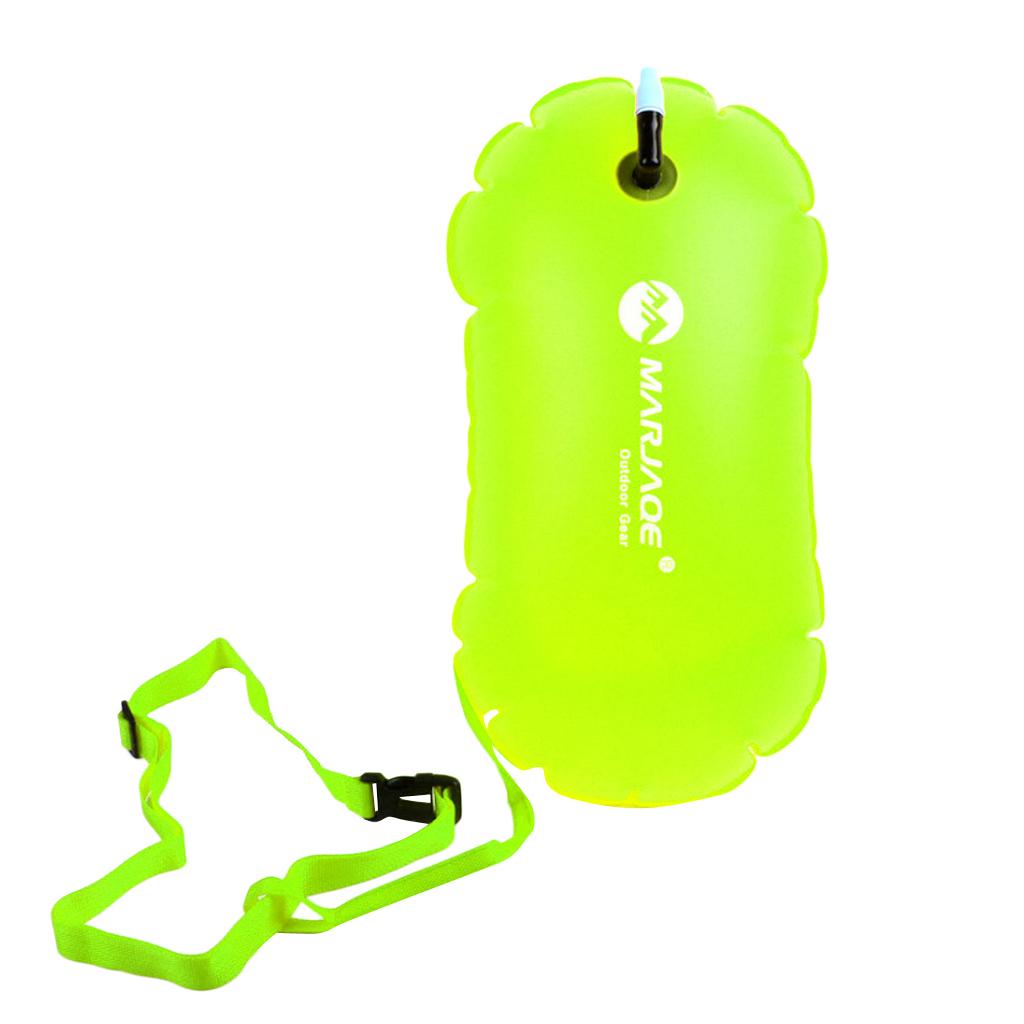 High Visibility Fluo Yellow Swim Bubble Swimming Tow Float Safety Buoy For Open Water Swimmers/Kayakers/Snorkelers/Triathletes