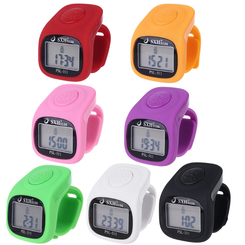 Finger Counter Islamic Tasbih Bead 6 Digital LED Electronic Handheld Tally Counter Clicker with Remind Time Manual
