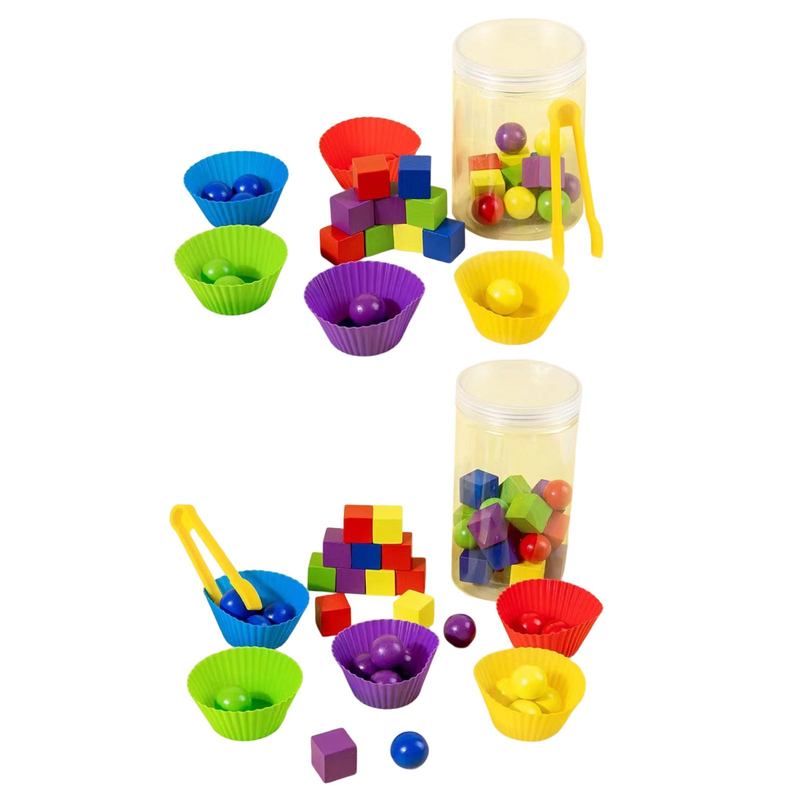 Montessori Color Sorting and Counting Blocks Early Education Toys Preschool Learning Fine Motor Puzzle and Bowls for Kids