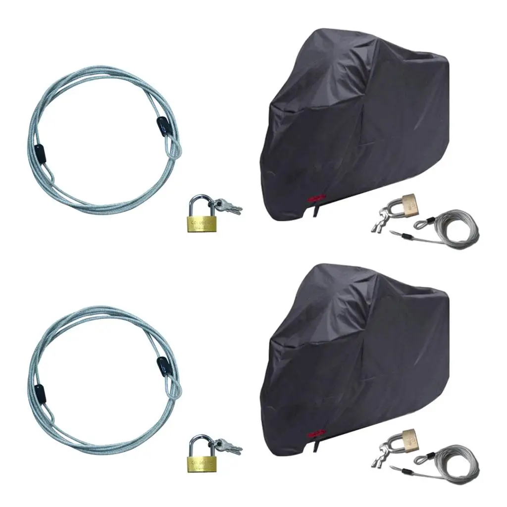 2x Premium Motocycle Cover Lock and Cable - Heavy Duty Cabling and Padlock 70cm