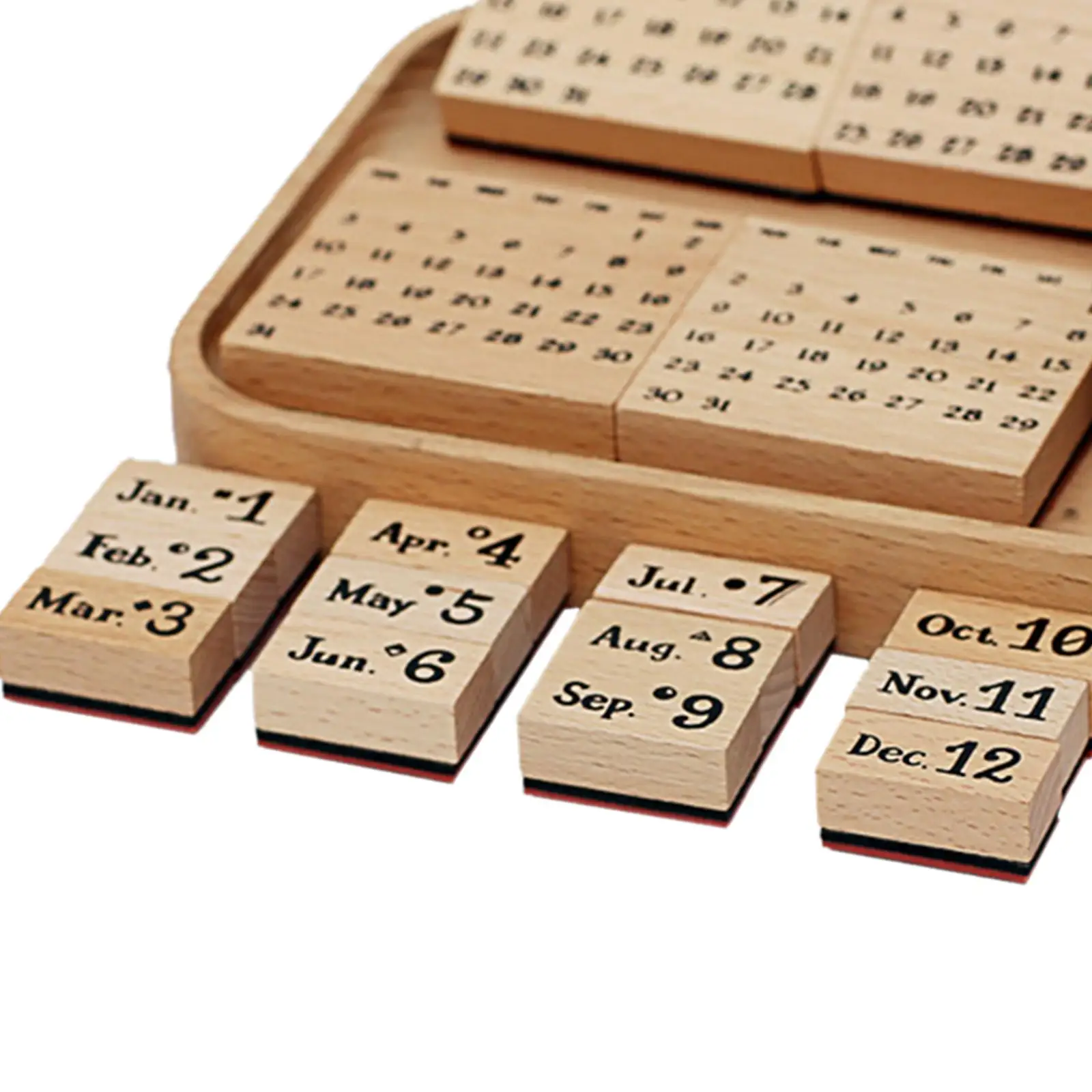 Calendar Wooden Stamps Multifunction DIY Craft for Drawing Planner Supplies