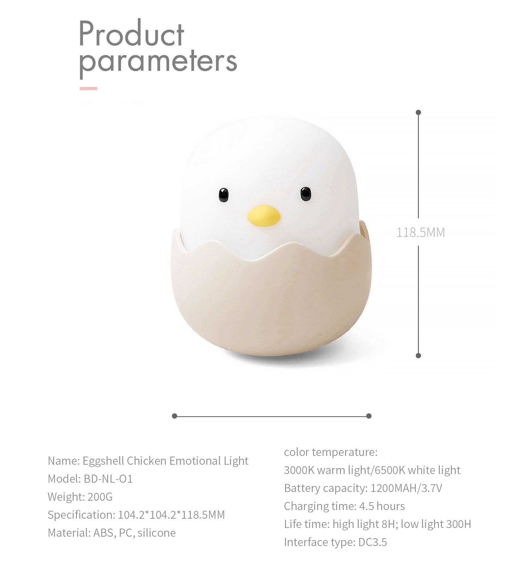Duck Silicone Night Light for Children With Timer Usb Rechargeable Dimming Touch Lamp Sleeping Bedroom Cartoon Animal Decor Gift