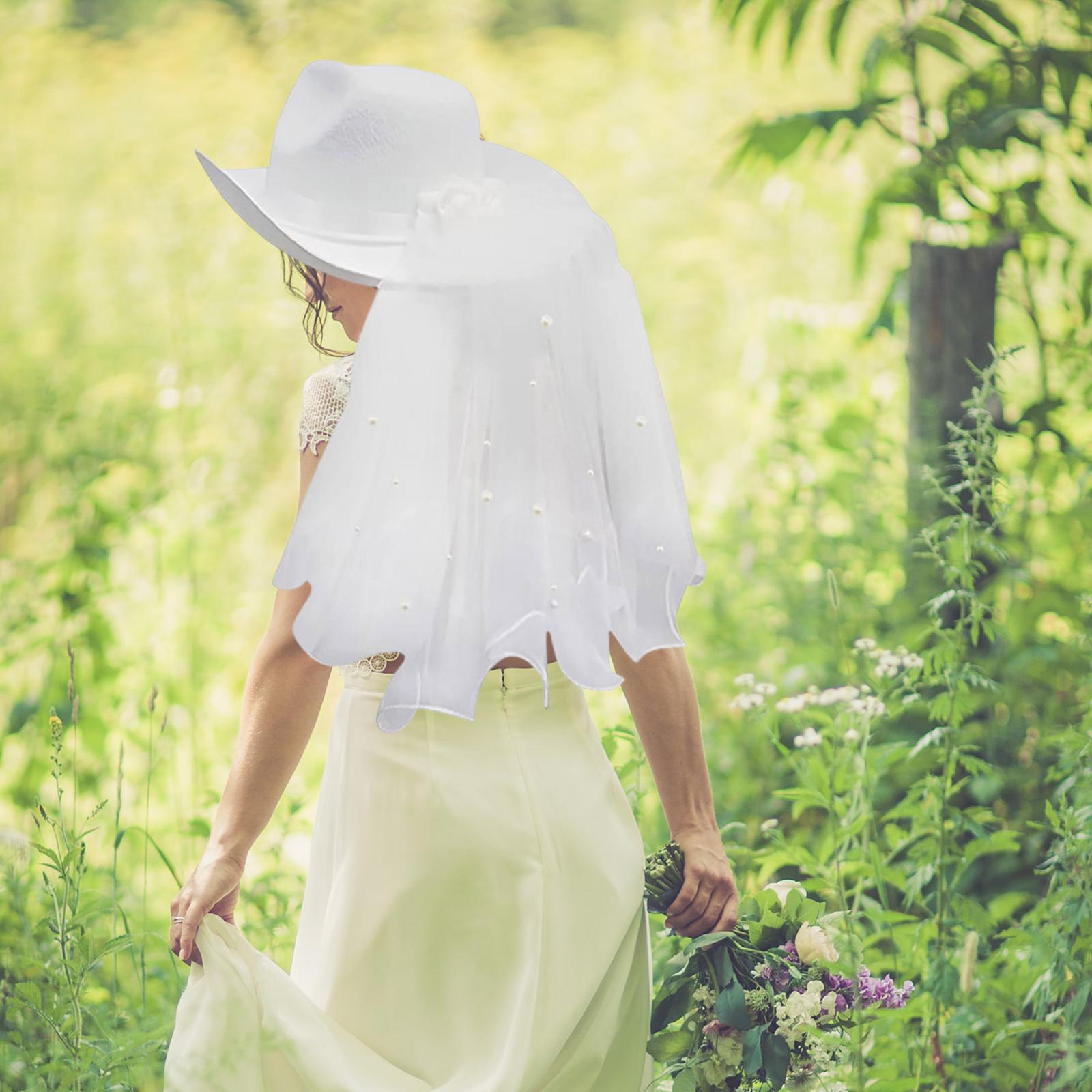 Western Decor Women Cowboy Hat Veil Sunhat White Costume Adult Girls Cowgirl Hats for Bridal Engagement Party Wedding Holiday