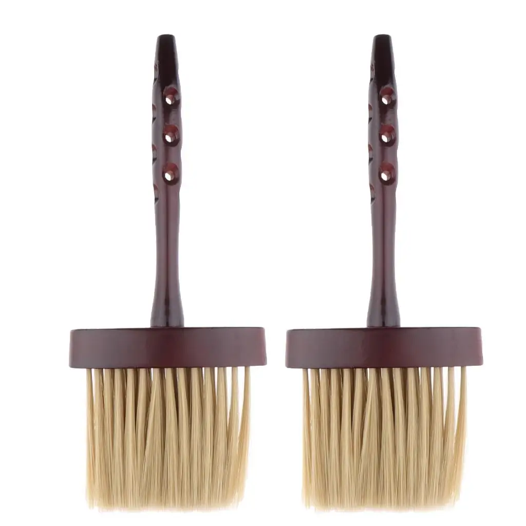 2x Vintage Barber Neck Duster Cleaning Brush Hair Sweep Soft Hairbrush  Duster Brush with   Hair Length 7.5 cm