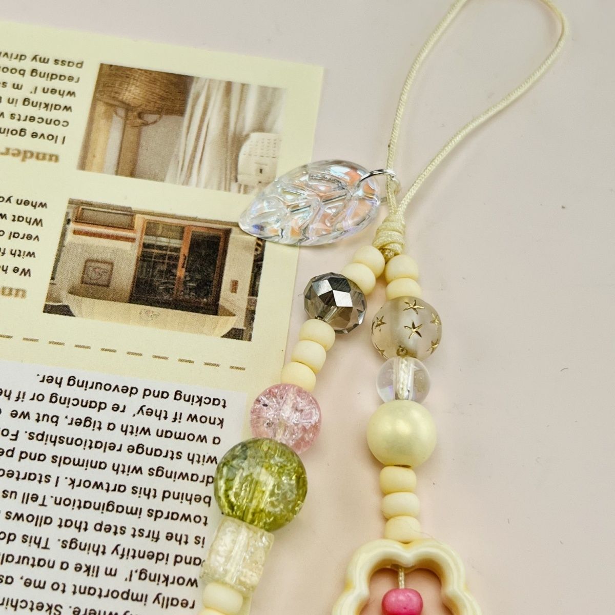 Y2K Frühling Perlen Seil Für Telefon Charme Strap Schlüsselbund Armband Nette Blätter Blume Anhänger Landyard Mädchen Frauen Schmuck Geschenke – Detail 3