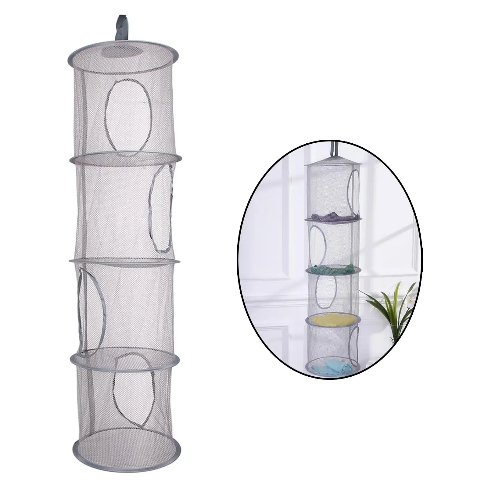 Hanging Space Saver Bags Elastic ing Basket Multifunctional 4 Compartments