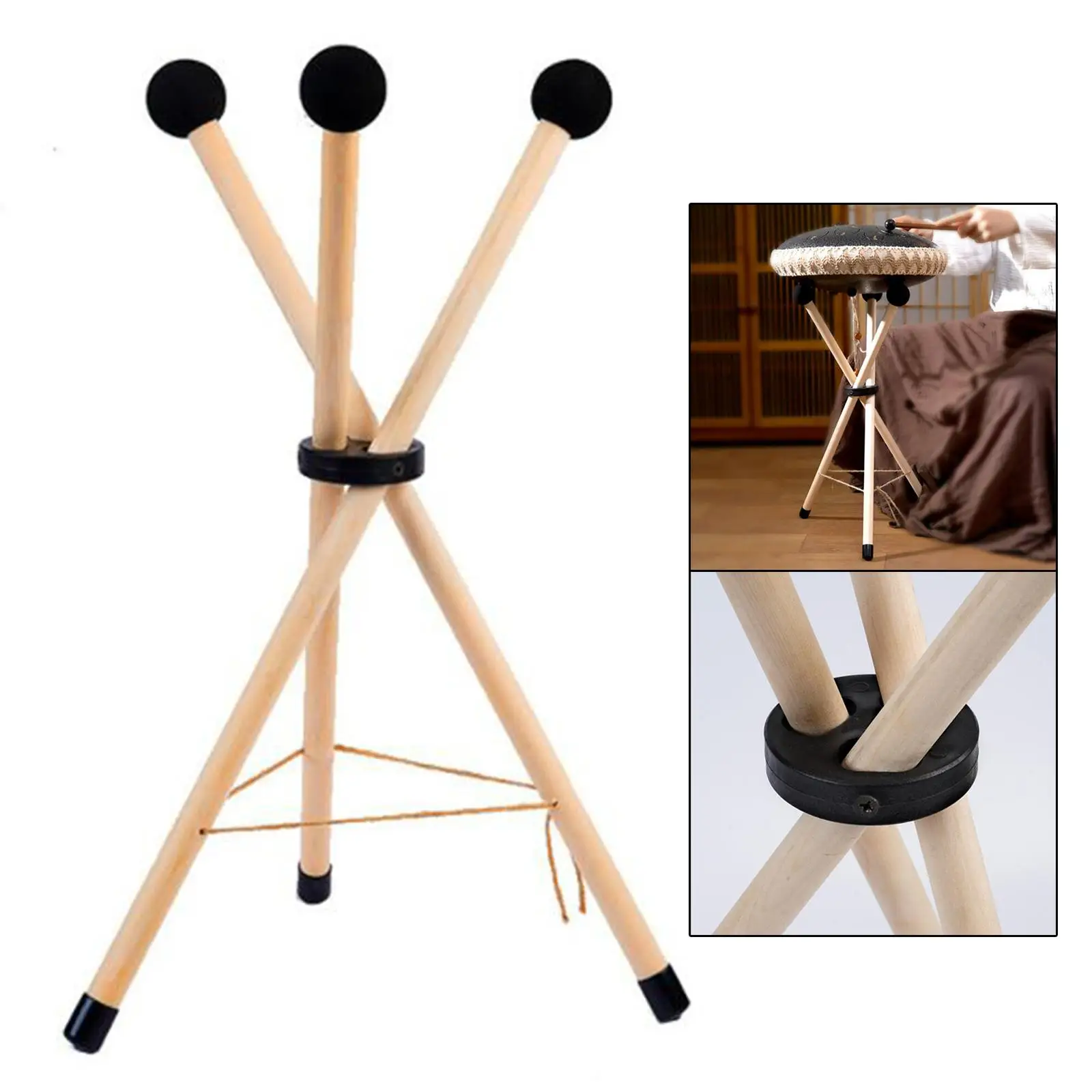 Solid Wood Tongue Drum Tripod Stand Folding Triangular Snare Holder Bracket Drum Holder Tripod for Tongue Drum Percussion Parts