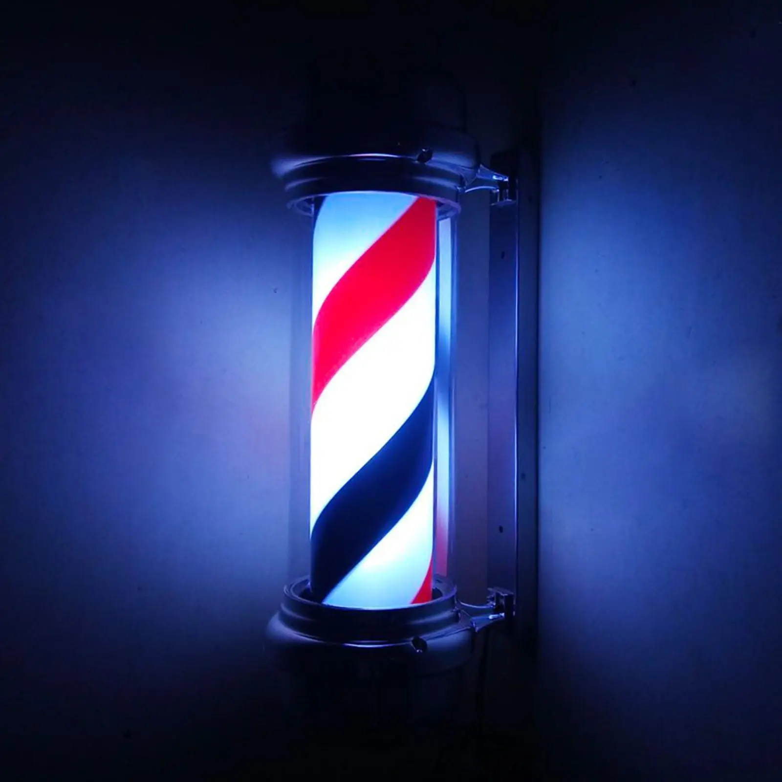Waterproof Barber Pole Light Rotating Hair Salon Shop Sign Light Wall Hanging Lamp Stripes for Outdoor Indoor Barber Shop