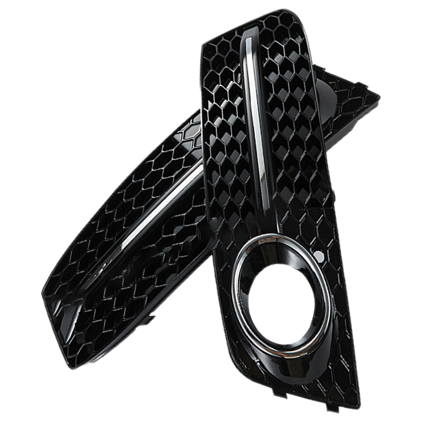 Pair of Front Fog Light Grille Replaces ABS Plastic Black Lamp Grill for Audi A4 B8 2008-2012 for A4L RS4 S4 Front Bumper