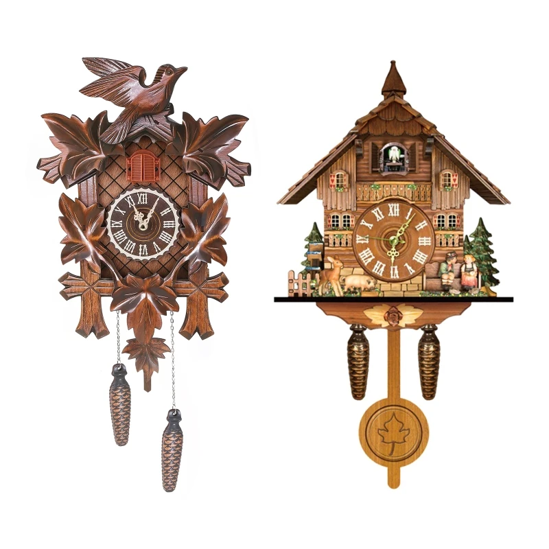 Деревянные настенные часы Cuckoo старинный маятник, Подвесные часы ручной работы, будильник, украшение для дома и спальни