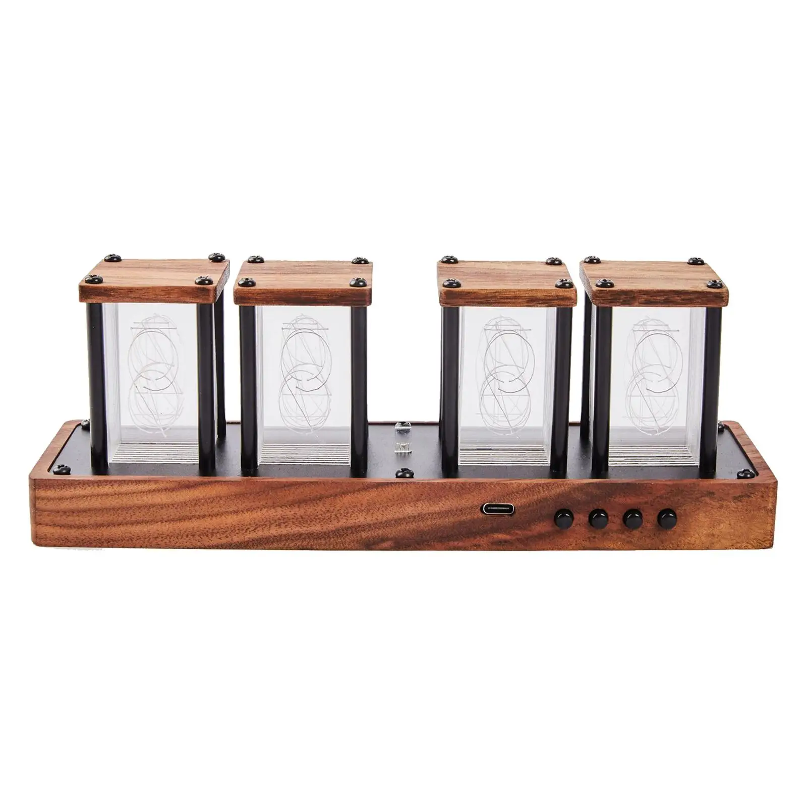 Colorful Nixie Tube Clock LED Desktop Clock Glow Tube Alarm Clock Decor