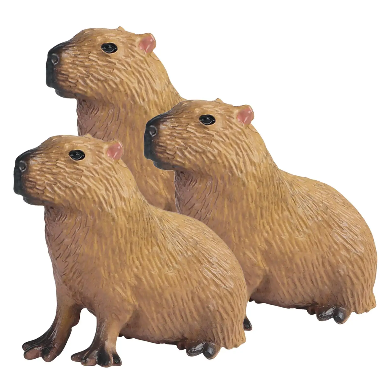 4x Capybara Figurines Toys Animals Model Playset for Home Ornaments Decor